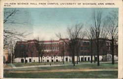 New Science Hall from Campus, University of Michigan Postcard