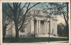 Memorial Hall University of Michigan Postcard