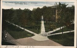 The Campus Walks, University of Michigan Postcard