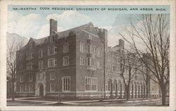 Martha Cook Residence, University of Michigan Postcard