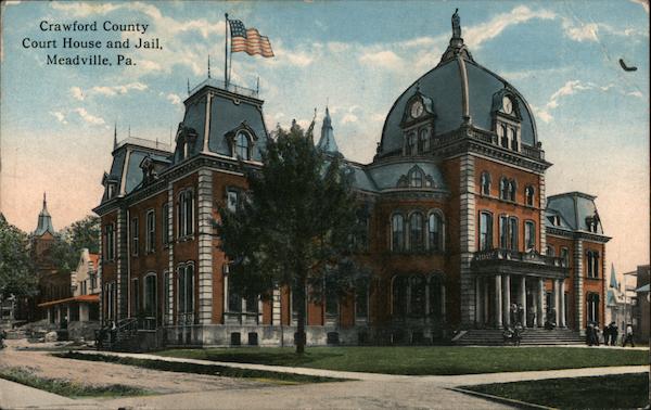 Crawford County Court House and Jail Meadville PA Postcard
