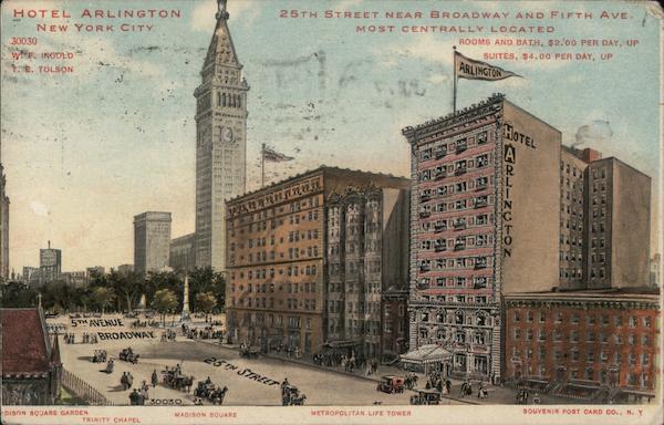 Hotel Arlington New York City, NY Postcard