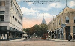 Fourth Street, looking South from Central Avenue, Albuquerque, New Mexico Postcard