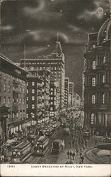 Lower Broadway At Night New York, NY Postcard Postcard Postcard