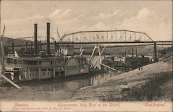 Government Snag Boat at the Wharf Wheeling, WV Postcard Postcard Postcard