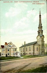 First Congregational Church And Parsonage Bangor, ME Postcard Postcard