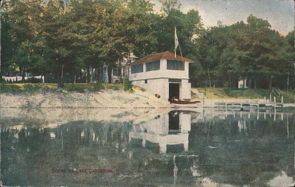 Lake Scene Lake Catherine, IL Postcard