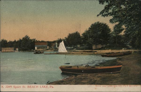 Sports on the Lake Beach Lake, PA Postcard