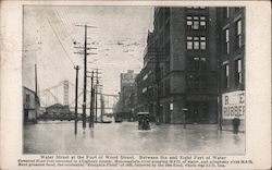 View of major Flooding along Water Street at the Foot of Wood Street Pittsburgh, PA Postcard Postcard Postcard