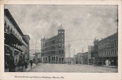 Second Street and Flatiron Building Warren, PA Postcard Postcard Postcard