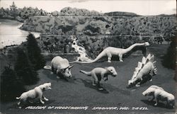 Dinosaurs at the Museum of Woodcarving Spooner, WI Postcard Postcard Postcard