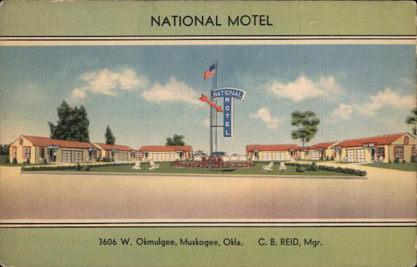 National Motel Muskogee, OK Postcard