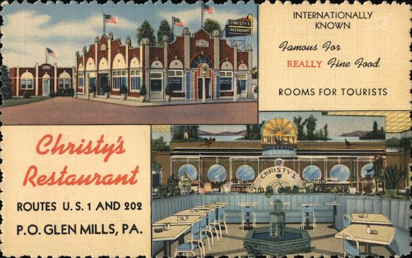 Christy's Restaurant Glen Mills, PA Postcard