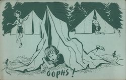 Girl under collapsed tent Postcard