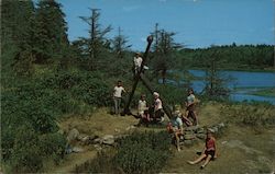 Happy Children Climb the Anchor at Hermit Island Camp Grounds Small Point Beach, ME Postcard Postcard Postcard