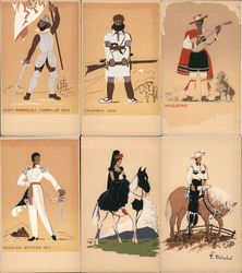 Lot of 6 Serigraph Postcards People,Horses Postcard Postcard Postcard