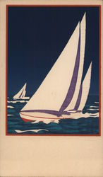 Hand made serigraph of a sailboat Modern Postcard Postcard Postcard