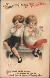 A Greeting To My Valentine My Heart Beats Warm, As Warm As Can Be, And This Is Cause Of Loving Thee Children Ellen Clapsaddle Po Postcard