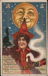 Happy Halloween The Clock Is Striking Midnight The Witch Her Spell Will Cast Postcard