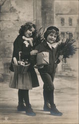 Children Carrying Groceries Postcard Postcard Postcard