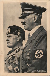 Adolf Hitler with Benito Mussolini Postcard