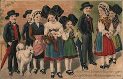 Souvenir de l'Alsace-Lorraine, Children in traditional costumes Postcard Postcard Postcard