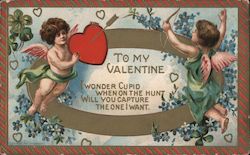 To My Valentine: I Wonder Cupid When on the Hunt Will You Capture the One I Want Postcard Postcard Postcard