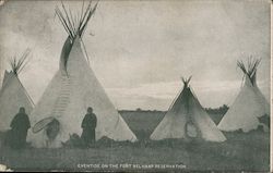 Eventide on the Fort Belknap Reservation - a line of tipis Montana Native Americana Postcard Postcard Postcard