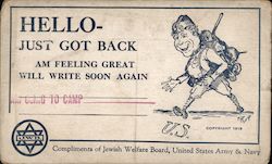 HELLO, Just got back, am feeling great, will write soon again Military Postcard Postcard Postcard