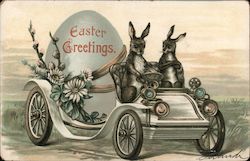 Easter Greetings With Bunnies Postcard Postcard Postcard