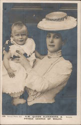 H.M. Queen Alexandria & Prince George of Wales Royalty Postcard Postcard Postcard