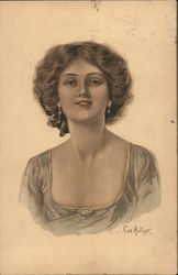 Maiden Faire - a portrait of a woman Artist Signed Eva Hollger Postcard Postcard Postcard