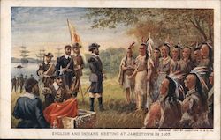 English and Indians Meeting at Jamestown in 1607 1907 Jamestown Exposition Postcard Postcard Postcard