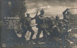 Deutschland, Soldiers pose with Bayonets, Flags World War I Postcard Postcard Postcard