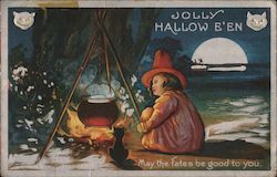 Jolly Hallowe'en May The Fates Be Good To You Halloween Postcard Postcard Postcard