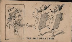 The Gold Brick Twins, 14 Karat Gold Bars Walking Postcard