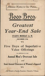 Roos Bros. Greatest Year-End Sale Advertising Postcard Postcard Postcard