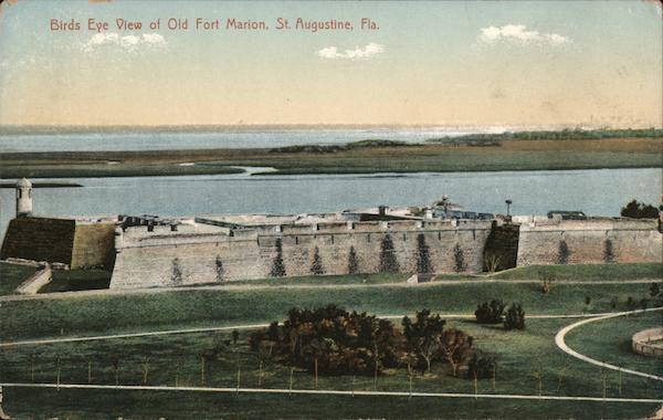 Birds Eye View Of Old Fort Marion St Augustine Fl Postcard 