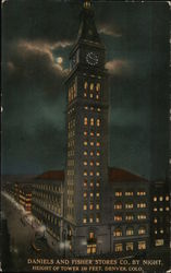 Daniels and Fisher Stores Co., By Night Denver, CO Postcard Postcard Postcard