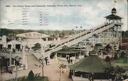 The Chutes Tower and Esplanade, Lakeside, White City Postcard