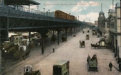 Delaware Avenue Showing Elevated Railroad Postcard