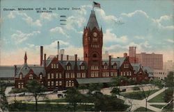 Chicago, Milwaukee and St. Paul Railway Depot Postcard