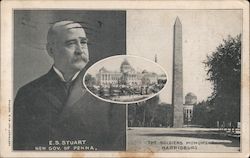 E.S. Stuart, New Governor - The Soldiers Monument Postcard