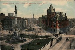 Lafayette Square, Public Library and Monument Postcard