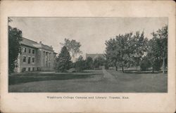 Washburn College Campus and Library Topeka, KS Postcard Postcard Postcard