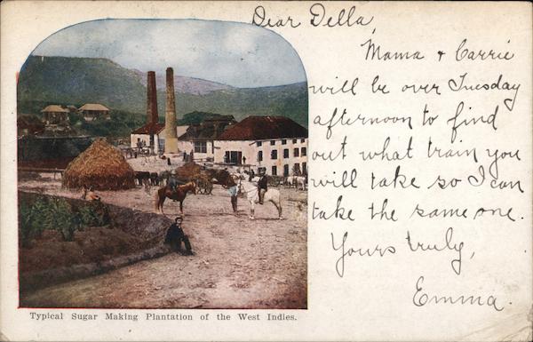 Typical Sugar Making Plantation of the West Indies Farming Postcard