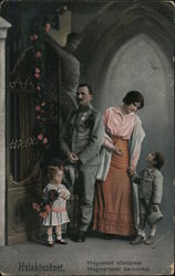 Hungarian Family, Church, Crucifixtion Postcard