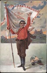 Czech Man with Flag, Sokol? 1908 Postcard