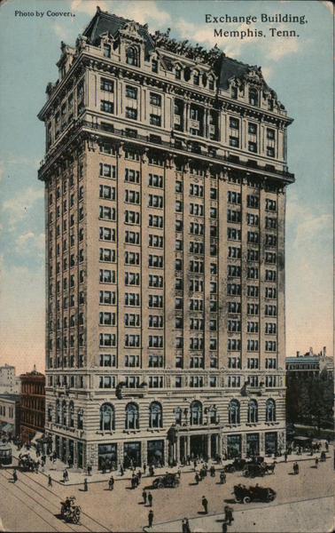 Color view of The Exchange Building Memphis, TN Postcard