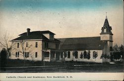 Catholic Church and Residence New Rockford, ND Postcard Postcard Postcard